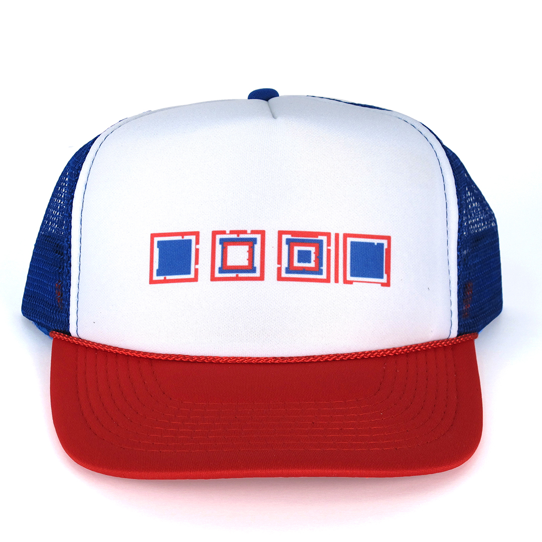 'End White Supremacy' Trucker Hat: Square Englyph Font